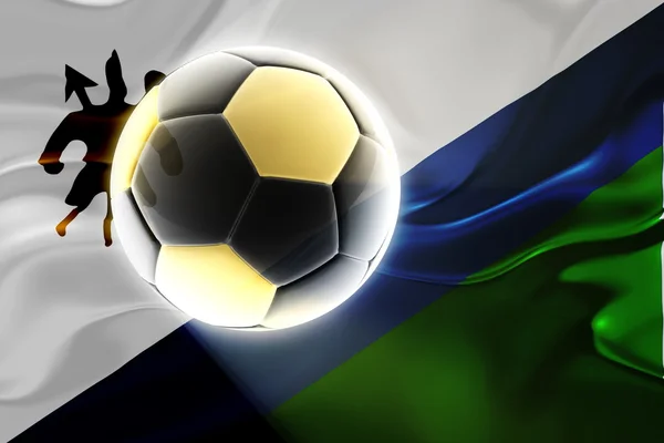 Flag of Lesotho wavy soccer — Stock Photo, Image