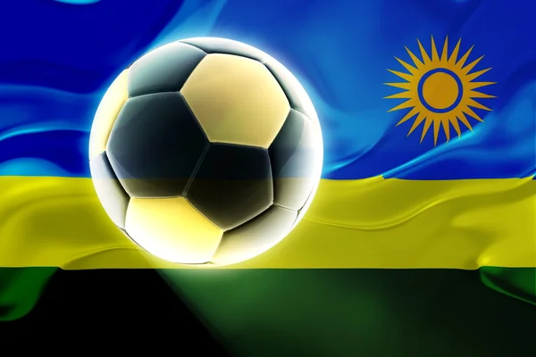 Zászlót Ruanda hullámos foci — Stock Fotó