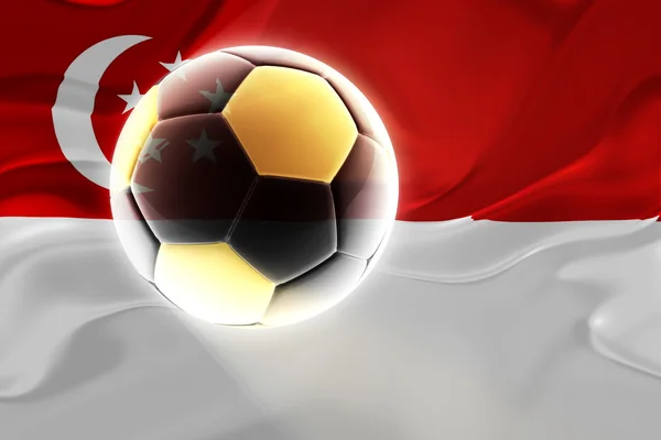 Flag of Singapore wavy soccer — Stock Photo, Image