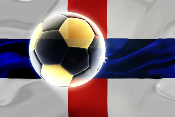 荷属安的列波浪足球的旗帜 — 图库照片