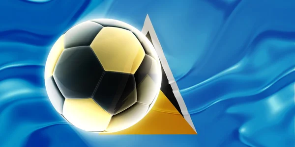 Flag of Saint Lucia wavy soccer — Stock Photo, Image