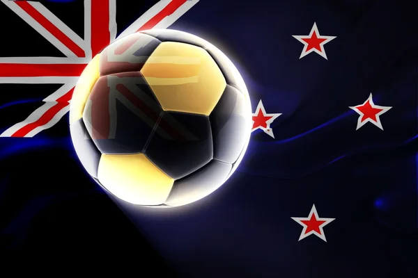 Flag of New Zealand wavy soccer — Stock Photo, Image