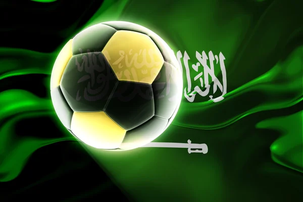 Vlajka Saúdské Arábie vlnité fotbal — Stock fotografie