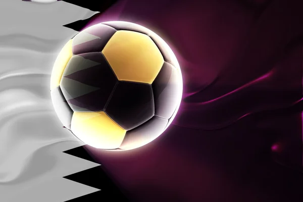 Drapeau du Qatar soccer ondulé — Photo
