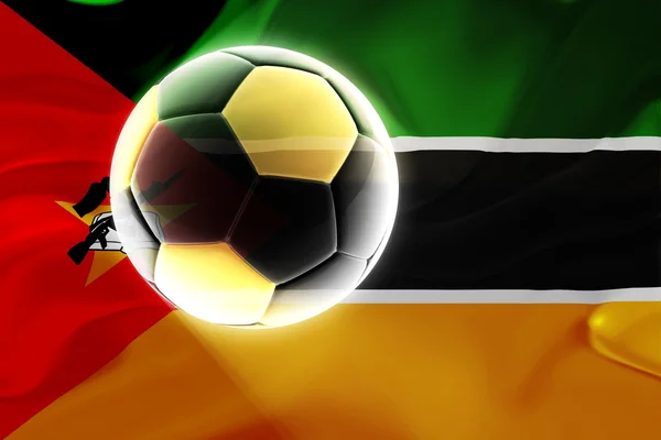 Flag of Mozambique wavy soccer — Stock Photo, Image