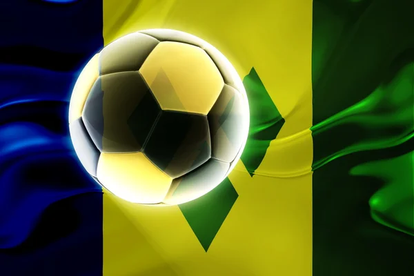 Flag of Saint Vincent and Grenadines wavy soccer — Stock Photo, Image