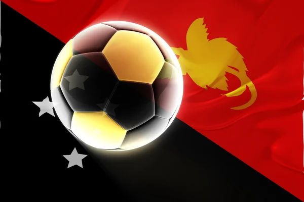 Flag of Papua New Guinea wavy soccer — Stock Photo, Image