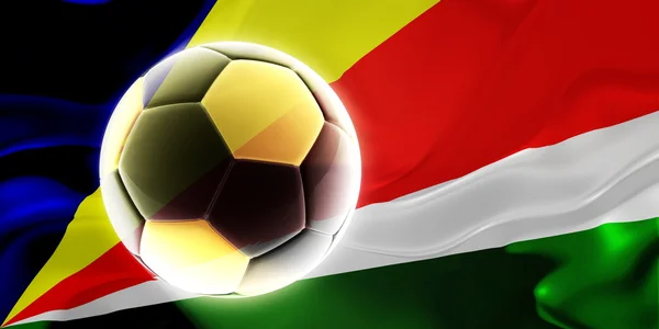Flag of Seychelles wavy soccer — Stock Photo, Image