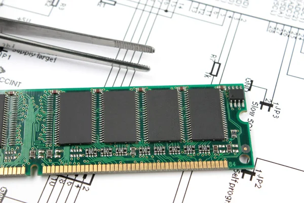 Chips on printed circuit board — Stock Photo, Image