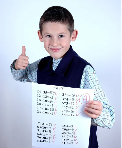Student with A grade — Stock Photo, Image