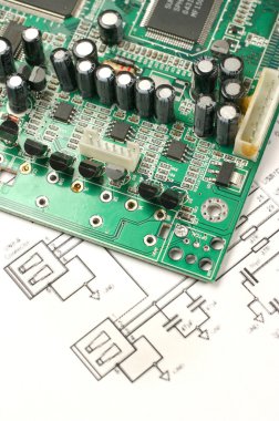 Circuit board and electronic scheme clipart