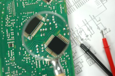 Microprocessors on circuit board clipart