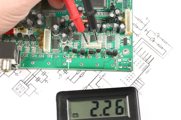 Printed circuit board and meter — Stock Photo, Image
