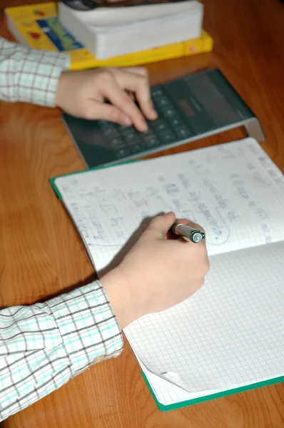 Boy with math homework — Stock Photo, Image