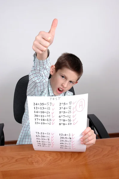 Boy with A grade — Stock Photo, Image
