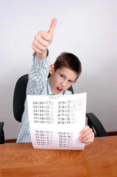 Boy gets A grade — Stock Photo, Image