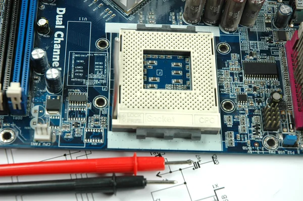 Socket on printed circuit board — Stock Photo, Image