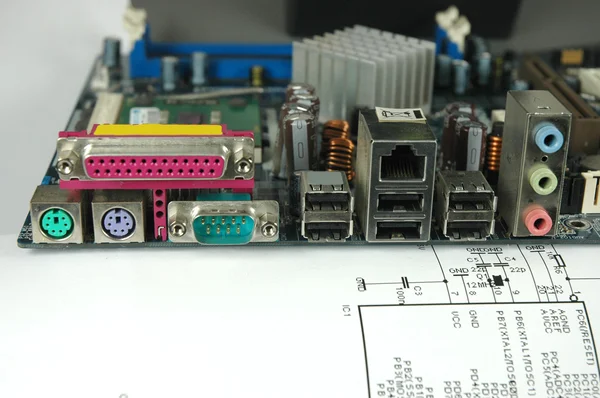 Sockets on printed circuit board — Stock Photo, Image