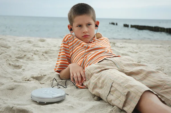 Boy with disc man — Stock Photo, Image