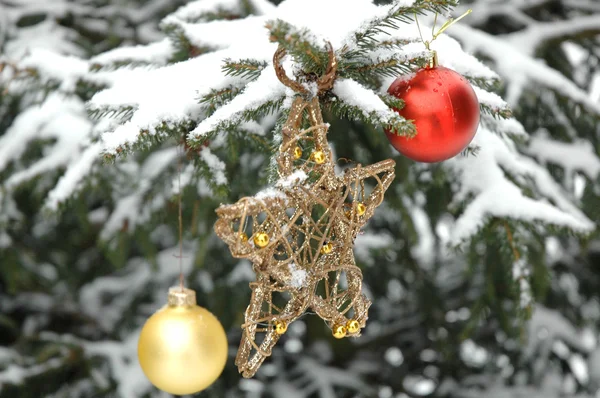 Star and Christmas balls — Stock Photo, Image
