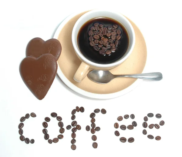 Café e corações — Fotografia de Stock