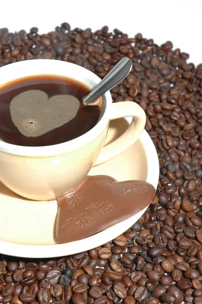 Kaffe med hjärta — Stockfoto