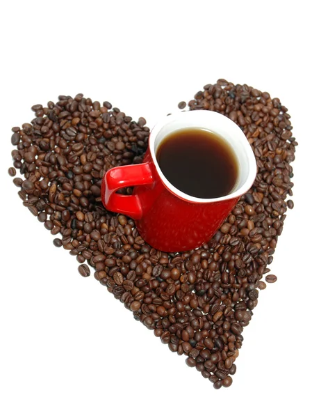 Koffie in hart — Stockfoto