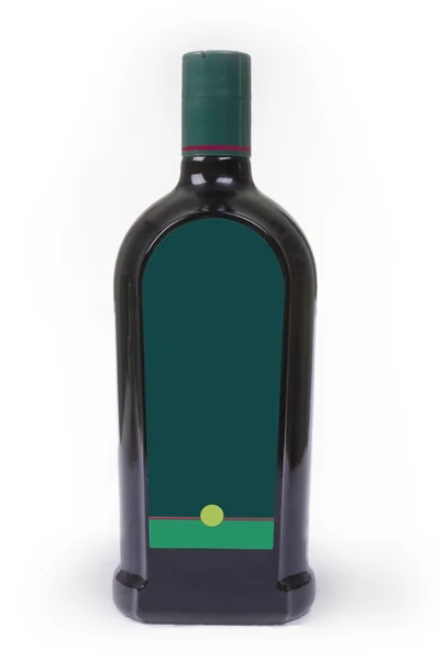 Boş etiket ile yeşil şişe — Stok fotoğraf