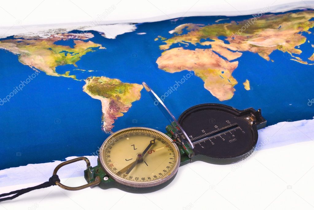 Compass and world map