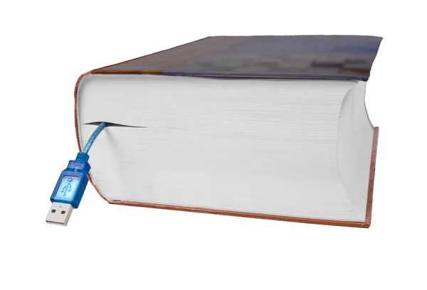 Книга с кабелем USB — стоковое фото