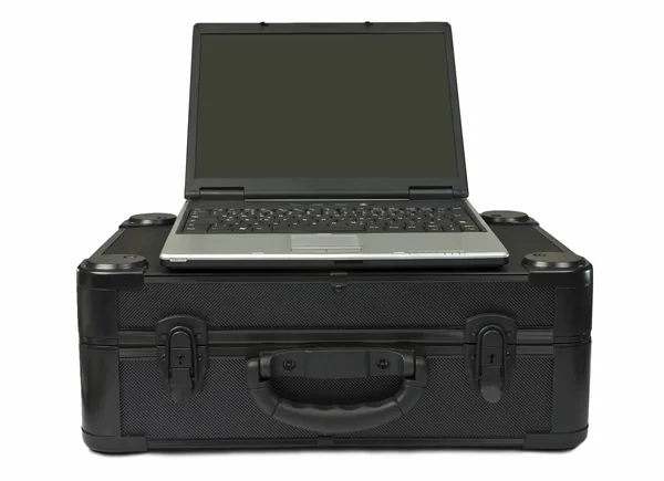 Laptop computer on protective case — Stock Photo, Image
