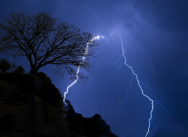 Lightning in stormy night — Stock Photo, Image