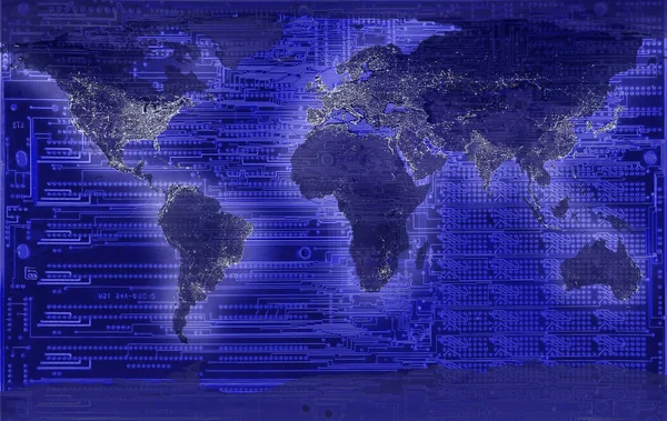 Concetto di mondo elettrico - mappa del mondo — Foto Stock