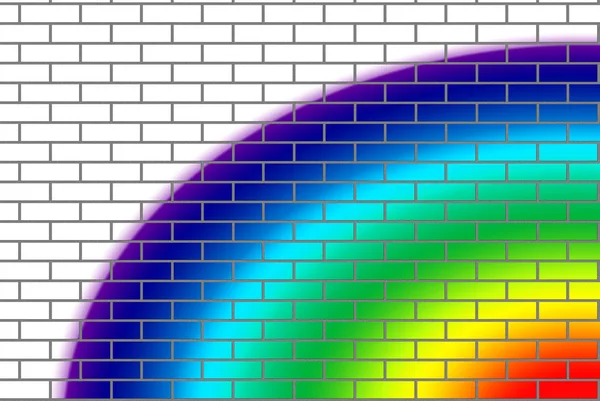砖墙与彩虹的颜色 — 图库照片