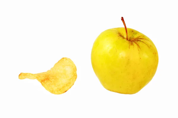 Apple vs chips — Stock Photo, Image
