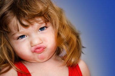 Pouty faced little girl clipart