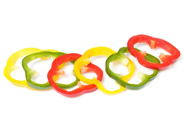 stock image Three colours bell pepper cuts