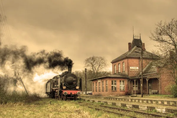 Старый ретро паровой поезд Стоковое Фото