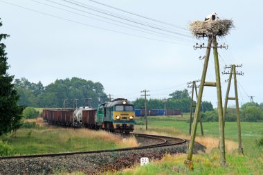 yük treni ile kırsal manzara