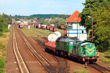 Train shunting at the freight yard clipart