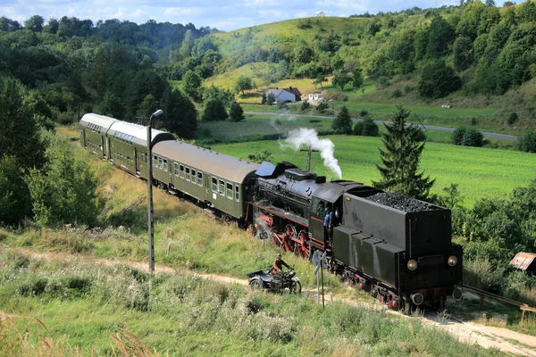 Landscape with a steam train — Stock Photo, Image