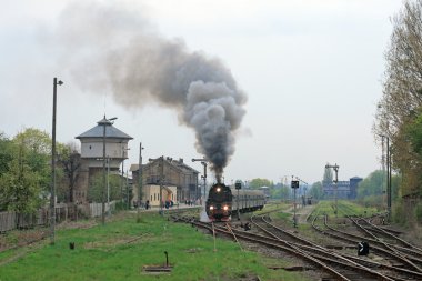 Scene at the railway station clipart