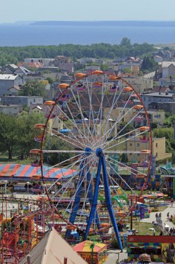 Aerial view of the amusement park and se clipart