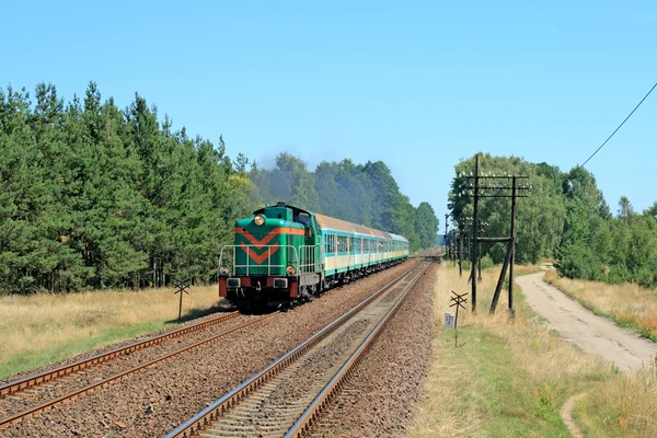 Tren de pasajeros que pasa por los países — Foto de Stock