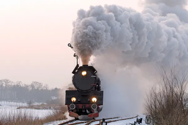Старий ретро паровий поїзд Стокова Картинка