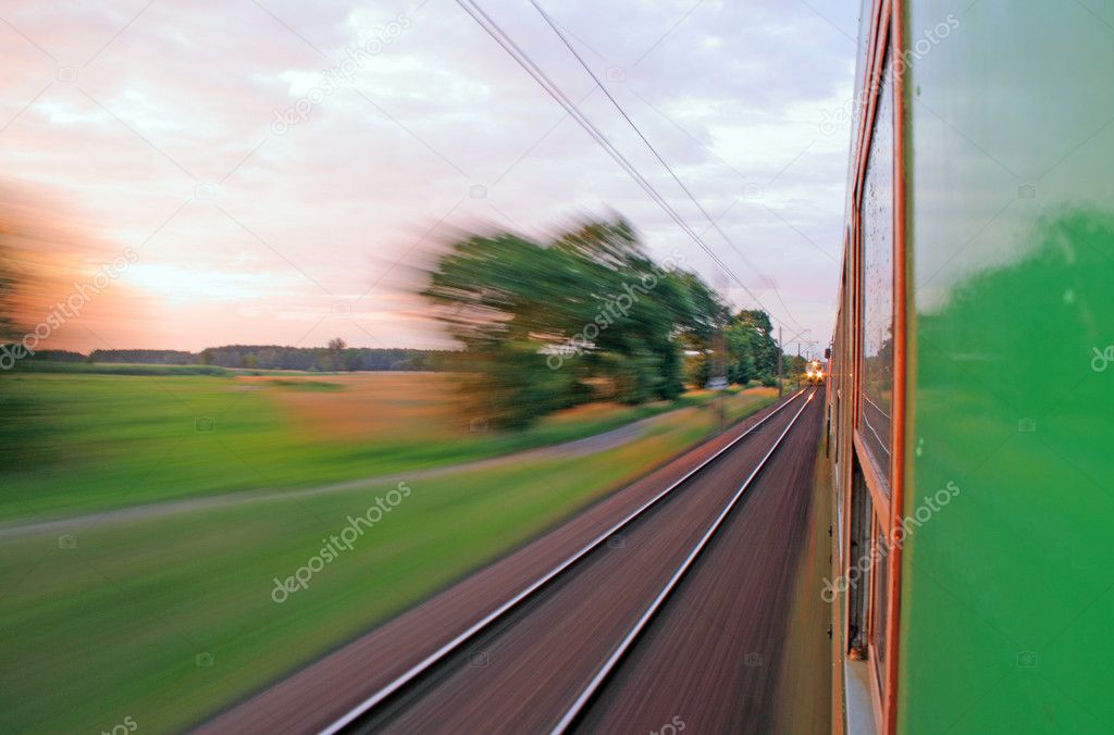 View from the window of speeding train