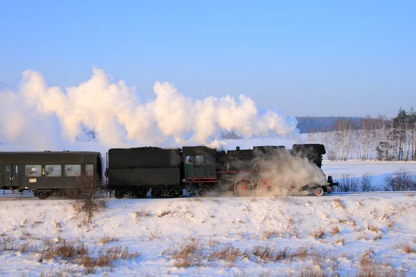 Starý retro parní vlak — Stock fotografie