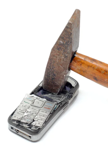 警方捣破的手机 — 图库照片