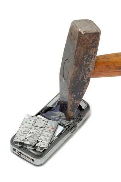 Smashed mobile phone — Stock Photo, Image