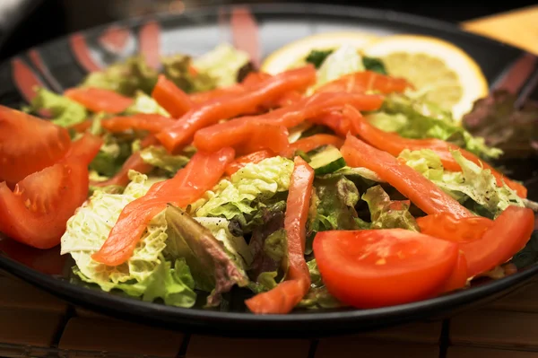 Smoked salmon salad with tuna and prawns — Stock Photo, Image